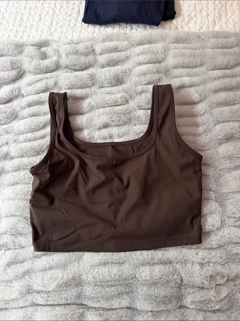 Adanola Brown Scoop Neck Cropped Tank with Built in bra